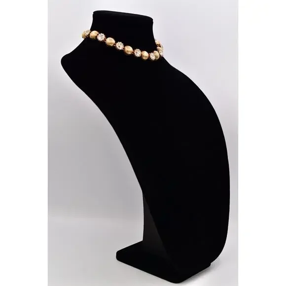 kramer Vintage Crystal Choker Necklace Gold Tone Chunky Chain Signed 1950s BinBM - Picture 4 of 12